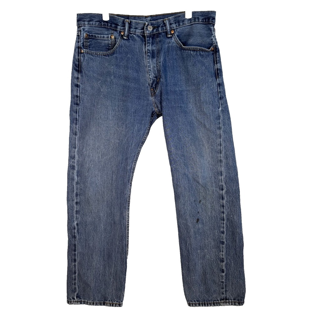 Levis 505 Jeans Mens 36x30 Regular Fit Mid Rise Blue Denim Straight Leg